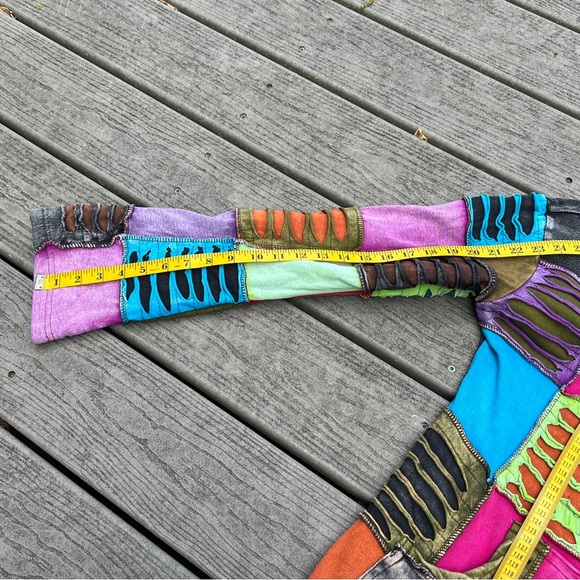 Vintage KPC Hooded Jacket Long Size XL Patchwork Jacket Boho Hippie - Picture 8 of 13